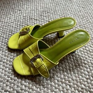 WORN ONCE By Far Croc-Embossed Elton Leather Mules